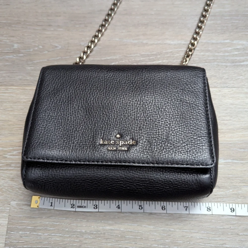 KATE SPADE Black Leather New York Briar Lane Emelyn Chain Crossbody Shoulder Bag